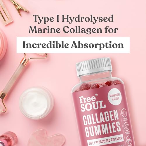 Collagen Gummies, Marine Collagen Supplement with Effective Type 1 Hydrolysed Collagen Peptides Free SoulAu supplements