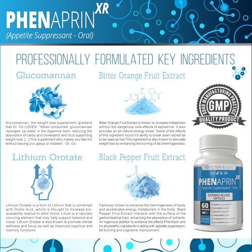 PhenAprin XR Maximum Strength Appetite Suppressant Diet Pills - 2-Pack, Metabolism Boosting SutraHealthAu supplements