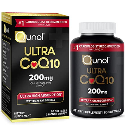 Qunol CoQ10 200mg Softgels, Ultra CoQ10 - Ultra High Absorption Coenzyme Q10 Supplem QunolUS supplements