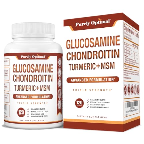 Purely Optimal Premium Glucosamine Chondroitin MSM Supplement Tablets w/Turmeric Purely OptimalUS supplements