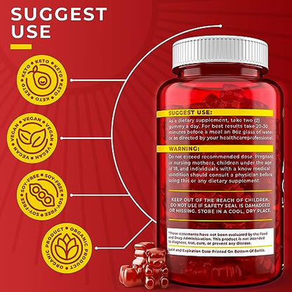 Keto ACV Gummies 1500 mg - Low Sugar Green Apple Flavor - Vegan ACV Keto Gummies SunVerdeUS supplements