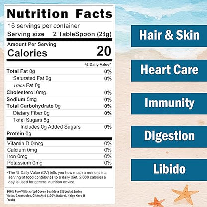 Healistix Grape Irish Sea Moss Gel- St Lucia Wildcrafted Seamoss Gel, Packed HX HEALISTIXUS supplements