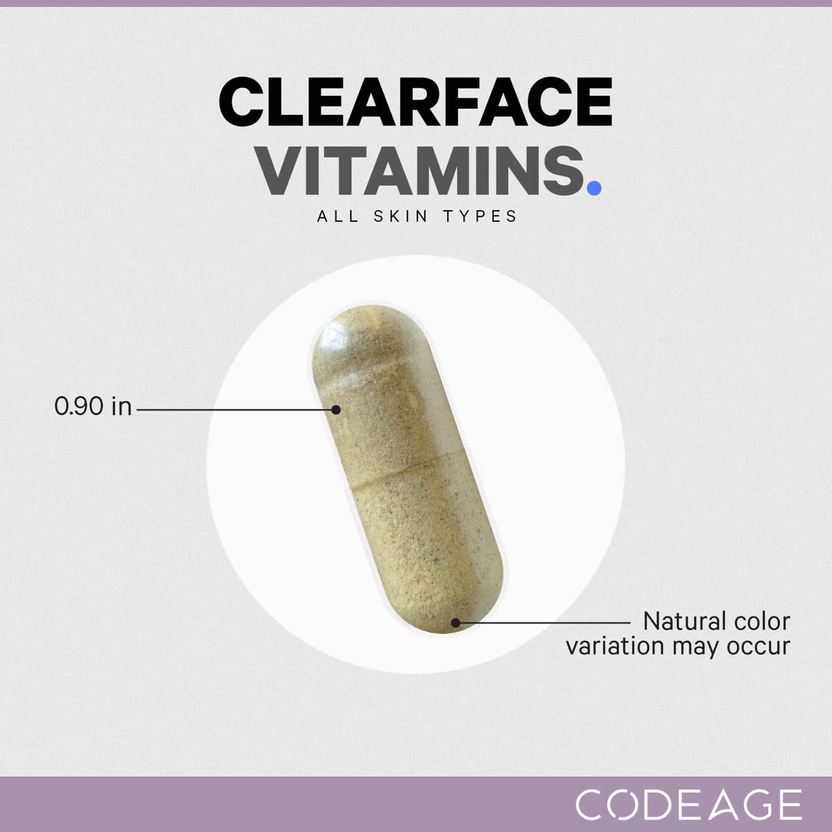 Codeage Clearface Pantothenic Acid, Niacin Supplement, Vitamins A, C, D3, E, Probiotics, Zinc, Riboflavin, Thiamin, L-Lysine HCL & Omega-3, Niacinamide, Skin Botanical Blend - Non-GMO - 90 Capsules CodeageAu supplements