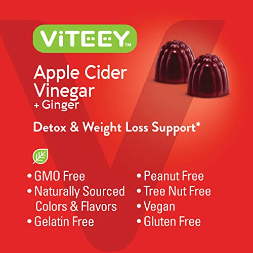 Apple Cider Vinegar Gummies 1,000mg Plus Ginger, ACV with The Mother, Detox Cleanse ViteeyUS supplements