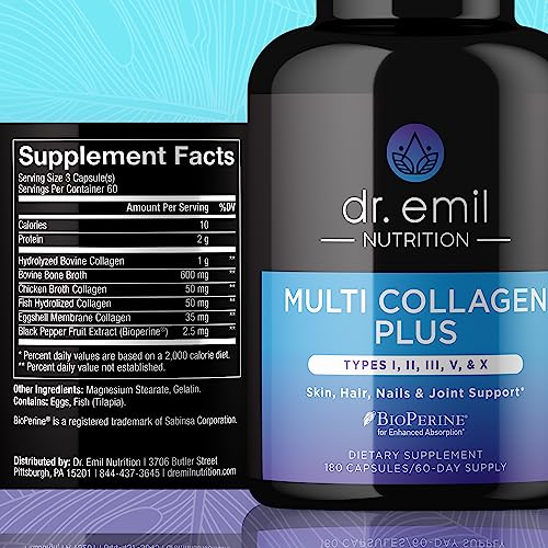 DR EMIL NUTRITION Multi Collagen Pills - 180 Capsules - Collagen Supplements to Support DR EMIL NUTRITIONAu supplements