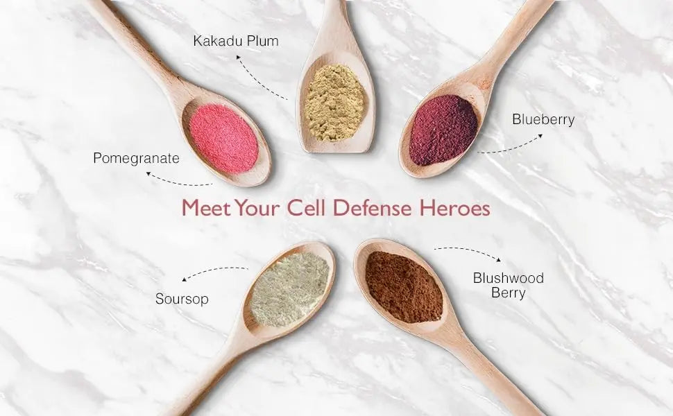 Aussie Pure Blushwood Berry Superfruit Daily Cell Defense - Soursop - Kakadu Plum - Pomegranate - Blueberry - Immune and Cell Support Powder - All Ages - Lab Tested and Authenticated - 180g/6.4oz Aussie Purenz supplements