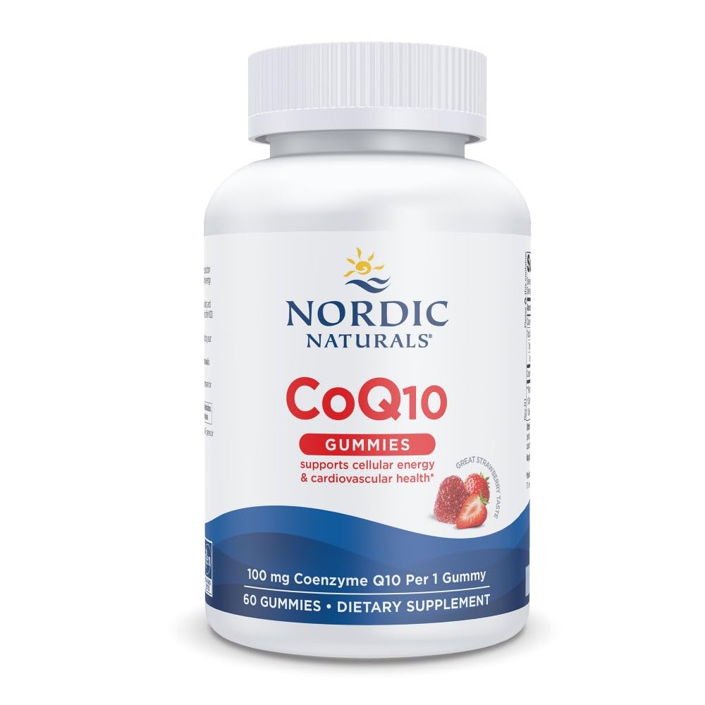 Nordic Naturals CoQ10 Gummies, Strawberry - 60 Gummies - 100 mg Coenzyme Q10 (CoQ10) - Great Taste - Heart Health, Cellular Energy Production, Antioxidant Support - Non-GMO, Vegan - 60 Servings Nordic NaturalsAu supplements