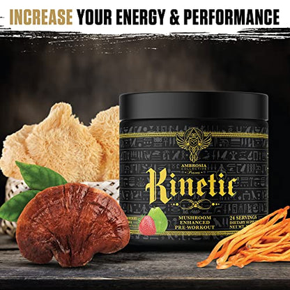 Ambrosia Kinetic Organic Preworkout, Mushroom Enhanced Natural Pre Workout Supplement AmbrosiaUS supplements