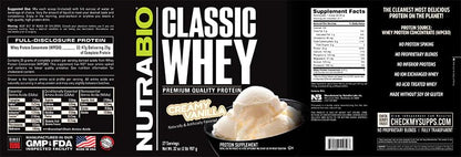 NutraBio Classic Whey Protein Powder- 25G of Protein Per Scoop - Full-Spectrum Amino NutraBioUS supplements