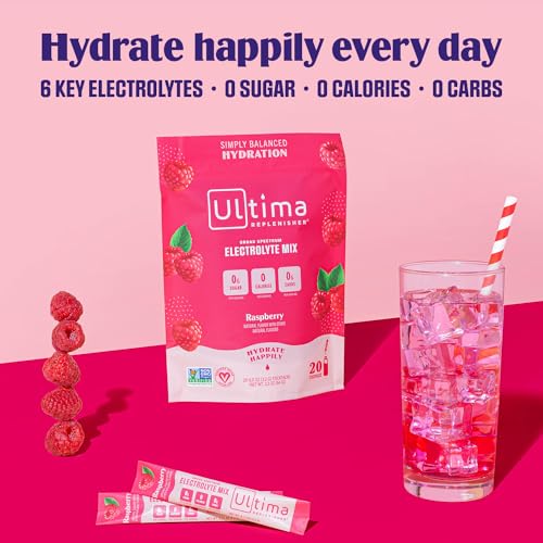 Ultima Replenisher Daily Electrolyte Drink Mix – Raspberry, 20 Stickpacks – Hydration Ultima ReplenisherUS supplements