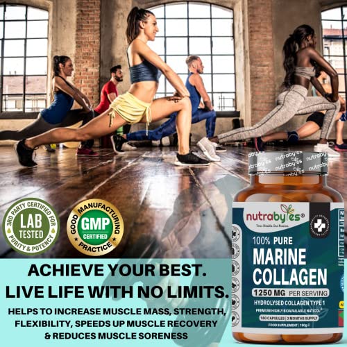 High Strength Marine Collagen Capsules - 1250mg Hydrolysed Collagen Supplement NUTRABYTESUS supplements