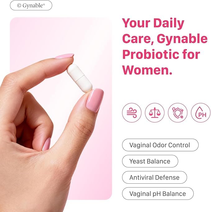 Gynable Vaginal Probiotics for Women Odor & Itch Support, Urinary | pH Balance, Female Probiotics 10 Billion CFU Lactobacillus Probiotics Blend,Selenium-Vitamin C/E/D3 Promote Immune Health,60 Count VevoecAu supplements