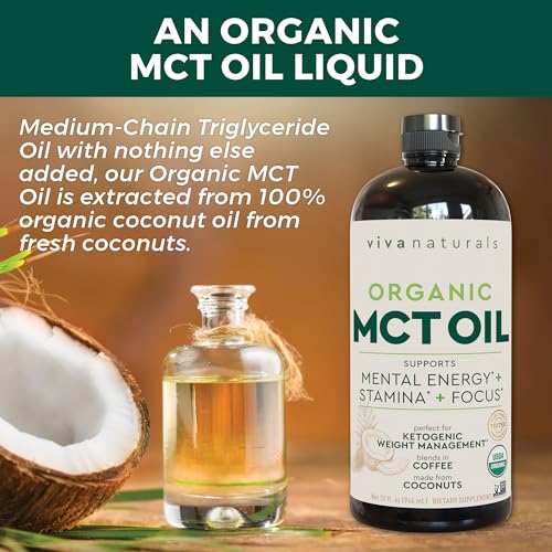 Viva Naturals Organic MCT Oil for Keto Coffee (32 fl oz) - Best MCT Oil Supplement Viva NaturalsUS supplements