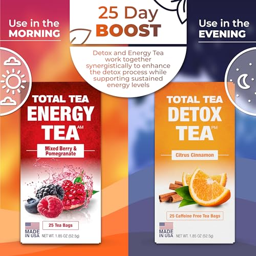 Total Tea Detox Tea & Energy Tea Set - 25 Day Detox Tea - Herbal SIim Tea Total TeaUS supplements