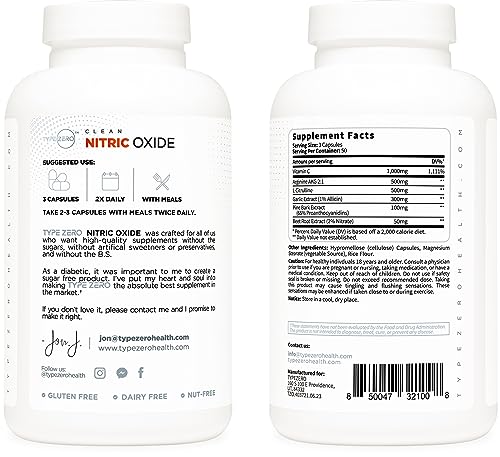 Type Zero Nitric Oxide 6X Booster, 150 Veggie Capsules - Natural Supplement - Beetroot Type ZeroAu supplements