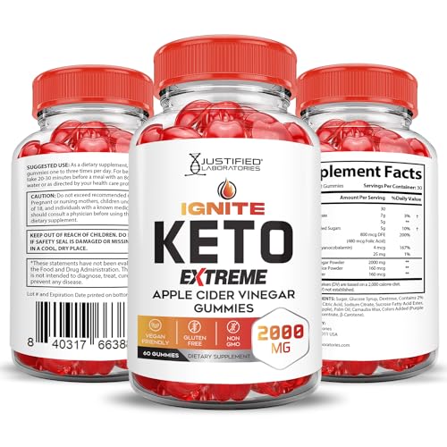 (3 Pack) Ignite Keto ACV Gummies Extreme 2000MG Advanced Ignite Keto Gummies Apple Justified LaboratoriesUS supplements