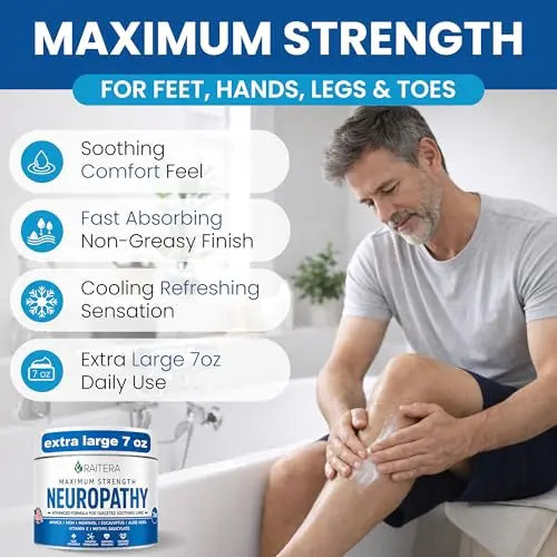 Raitera Neuropathy Cream – Extra Strength for Feet, Hands, Legs, Toes – Advanced Cooling Non-Greasy Fast Absorbing Formula - Natural Ingredients Frankincense, Arnica, Aloe Vera, Turmeric, MSM RaiteraAu supplements