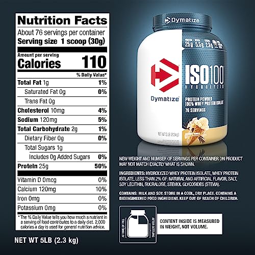 Dymatize ISO 100 Protein Powder with 25g of Hydrolyzed 100% Whey Isolate, Vanilla 5 DymatizeUS supplements
