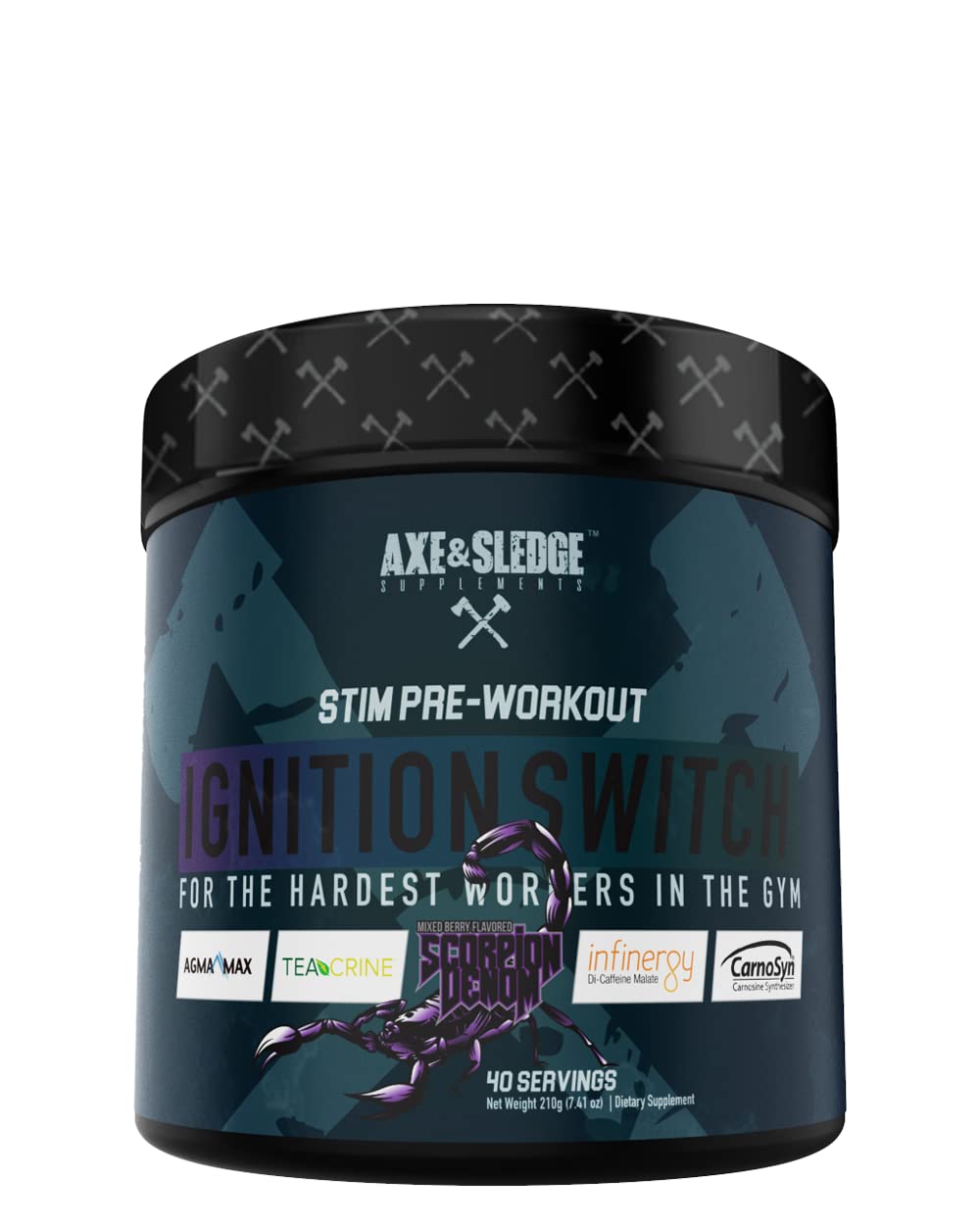 Ignition Switch Pre-Workout with CarnoSyn, TeaCrine, Infinergy, and AgmaMax, Long Lasting Axe & SledgeAu supplements