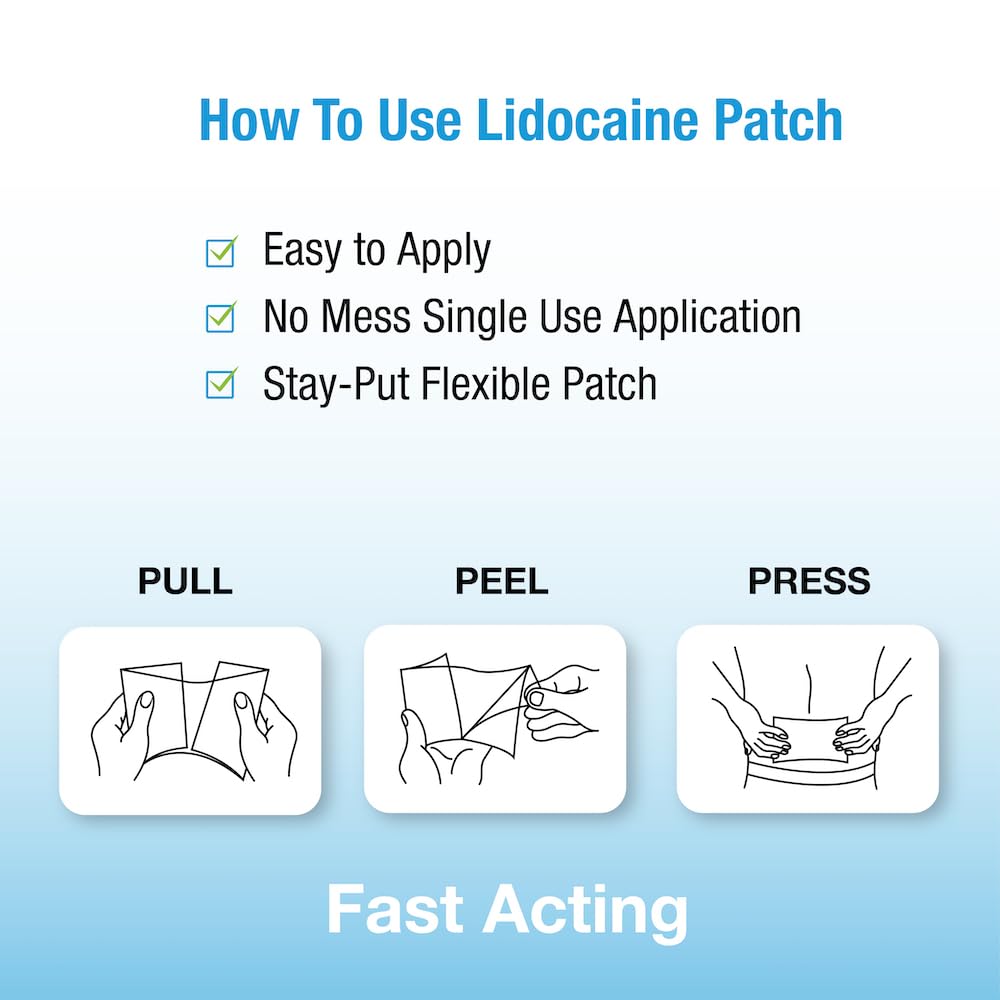 Puregen Labs Lidocaine 4% Numbing Patch - Total 60 Patches Maximum Strength | Fast Acting Temporary Relief of Aches | Back, Neck, Shoulders, Elbows and Knees P Puregen LabsAu supplements