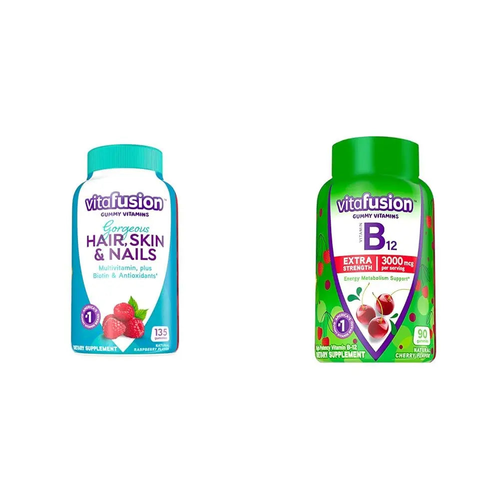 Vitafusion Gorgeous Hair, Skin & Nails Multivitamin Plus Biotin, Vitamin B12 Cherry Gummies for Energy Metabolism Support, 135ct & 90ct VitafusionAu supplements