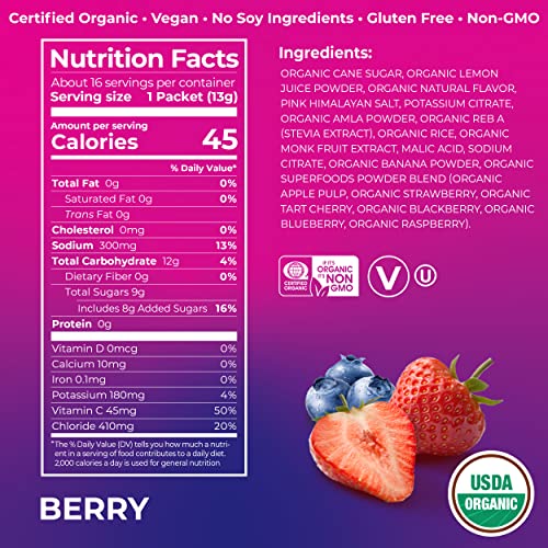 Orgain Organic Hydration Packets, Electrolytes Powder - Berry Hydro Boost OrgainUS supplements