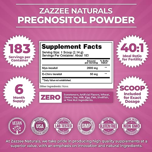 Zazzee PREGNOSITOL Powder, 183 Servings, 6 Month Supply, Premium Myo-Inositol ZazzeeUS supplements