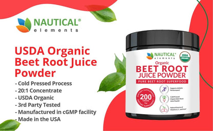 Beet Juice Powder Organic - Cold Pressed - 20:1 Concentrate - Concentrated Beet Root Nautical ElementsUS supplements