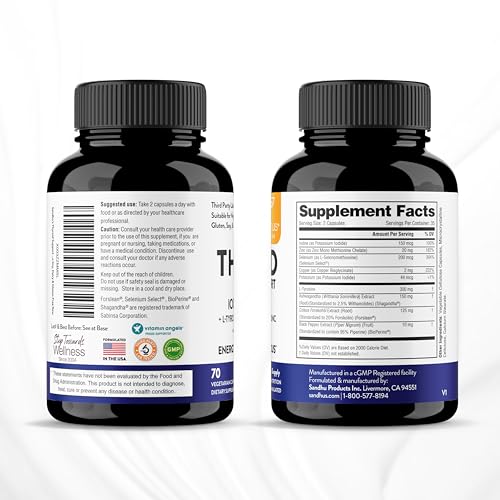 Sandhu's Thyroid Support Complex with Iodine Supplement|60 Capsules, 30 Days Supply Sandhu'sAu supplements