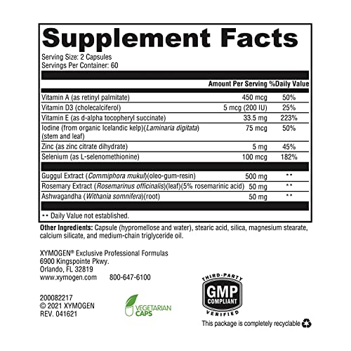 XYMOGEN MedCaps T3 - Thyroid Support Formula with Vitamins + Herbs - Selenium, Zinc XYMOGENAu supplements