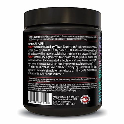 Pump- Nitric Oxide Boosting Stack Stim Free: Loaded with Citruline Malate for Maximum Titan NutritionUS supplements