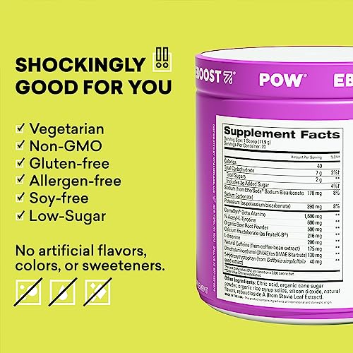 EBOOST POW Natural Pre Workout Powder - 20 Servings - Berry Melon Fizz - Pre Workout EBOOSTAu supplements