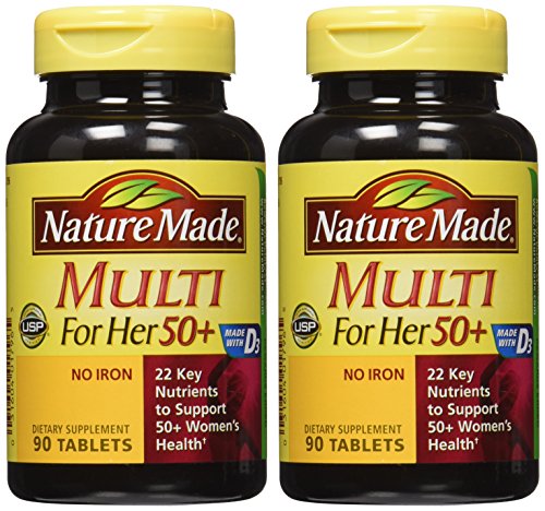 Nature Made Multi For Her 50+ Vitamin & Mineral Tabs, 90 ct (Pack of 2) Packaging May Nature MadeUS supplements