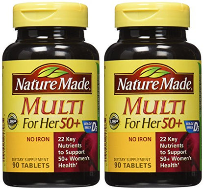 Nature Made Multi For Her 50+ Vitamin & Mineral Tabs, 90 ct (Pack of 2) Packaging May Nature MadeUS supplements