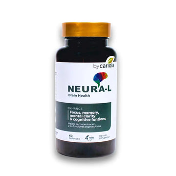 BY CARIOLA Neural-L Natural Brain Support Supplement 60 Caps - Mental Support – Memory Booster - Concentration - Natural Formula - Ashwagandha - L-Tyrosine - L-Theanine BY CARIOLAAu supplements