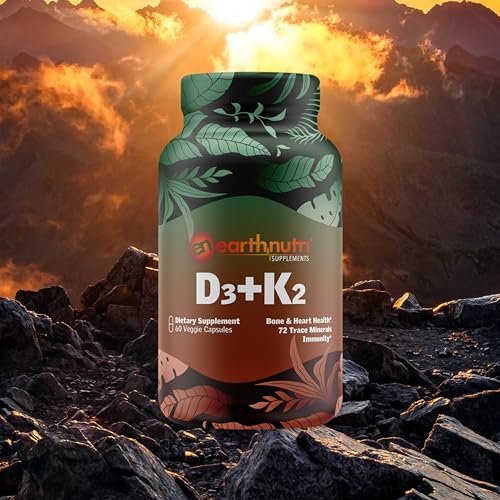EarthNutri D3 + K2 Bone & Heart Health - 72 Trace Minerals, Vitamin D3 Vitashine, MENA EarthNutriUS supplements