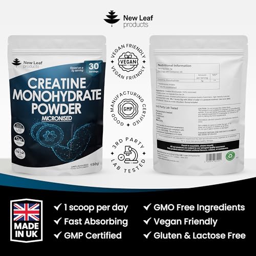 Creatine Monohydrate Powder 100% Pure Micronized Creatine - 150g Increased Absorption NEW LEAF PRODUCTSUS supplements