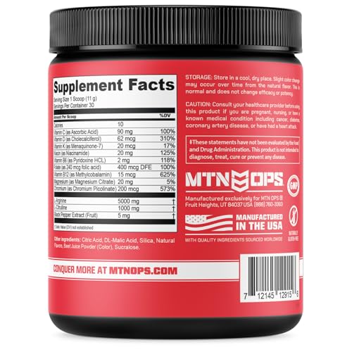 MTN OPS Enduro Nitric Oxide Supplement & Stim-Free Pre Workout - 30 Servings MTN OPSAu supplements