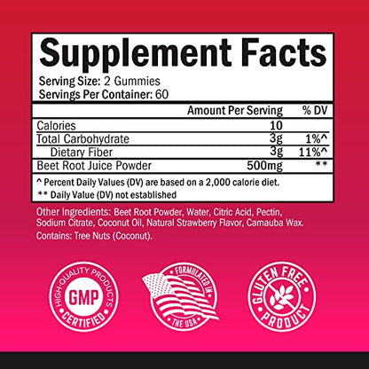 Sugar Free Beet Root Gummies - Nitric Oxide Beet Chews Infused with Coconut Oil BioSchwartzUS supplements