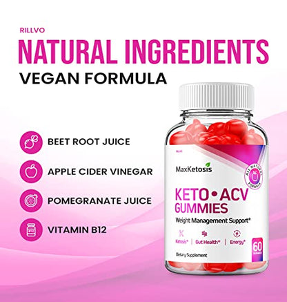 (2 Pack) Max Ketosis Keto ACV Gummies Max Ketosis Advanced Formula Apple Cider Vinegar RillvoUS supplements