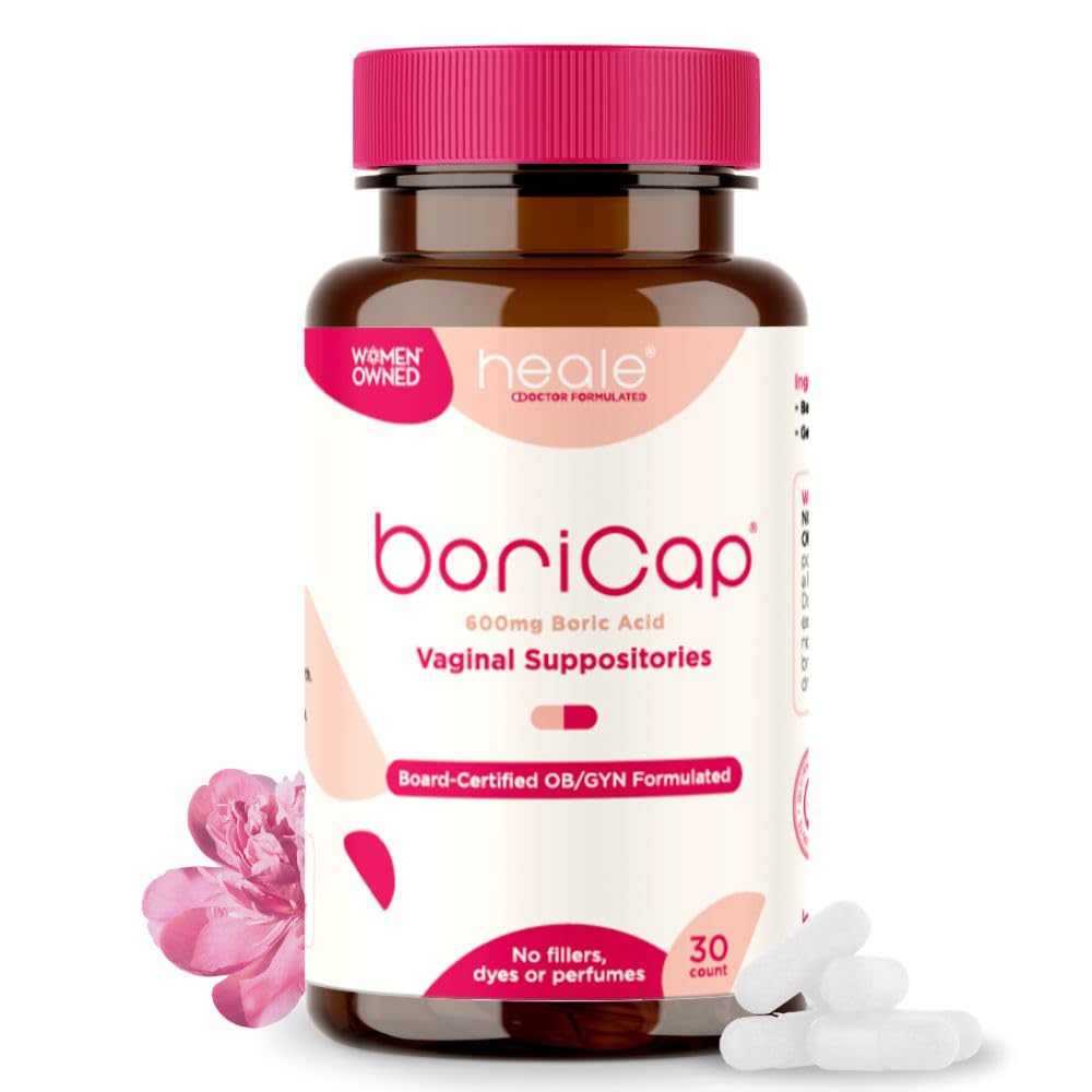 BoriCap - Boric Acid Suppositories for Women - 600 mg - Vaginal Health & Balance, Itch & Odor - Natural Relief - Feminine Care - Feminine Hygiene Products - Made in USA by Heale - 30 Capsules BoriCapUS supplements