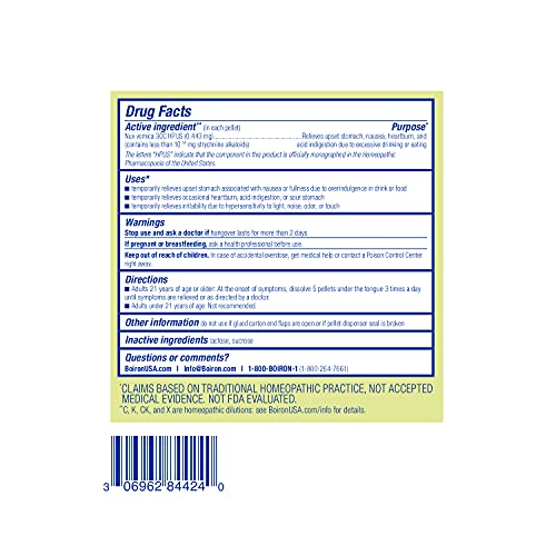 Boiron Nux Vomica 30C Homeopathic Medicine for Hangover Relief, Upset Stomach, Nausea BoironAu supplements