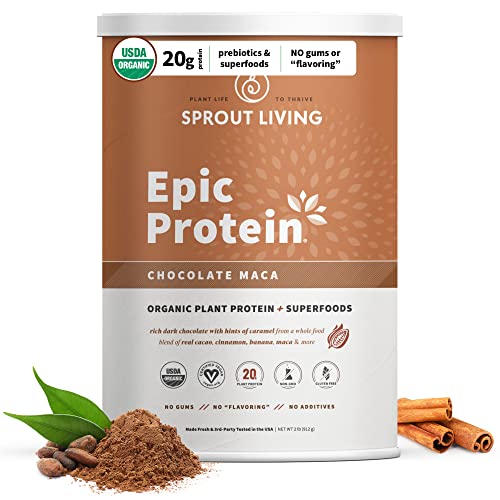 Sprout Living Epic Protein, Plant Based Protein & Superfoods Powder, Chocolate Maca Sprout LivingUS supplements