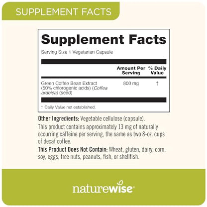 NatureWise Green Coffee Bean Extract - Pure Green Coffee Bean Capsules 800mg NatureWiseUS supplements