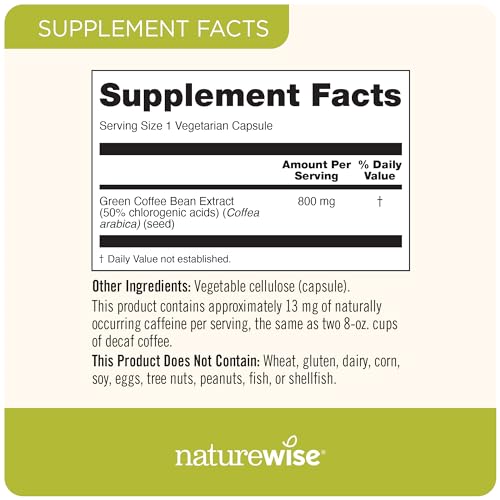 NatureWise Green Coffee Bean Extract - Pure Green Coffee Bean Capsules 800mg NatureWiseUS supplements