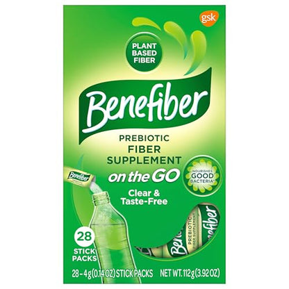 Benefiber On The Go Prebiotic Fiber Supplement Powder for Digestive Health, Daily Fiber, Unflavored - 28 Sticks (3.92 Ounces) BenefiberUS supplements