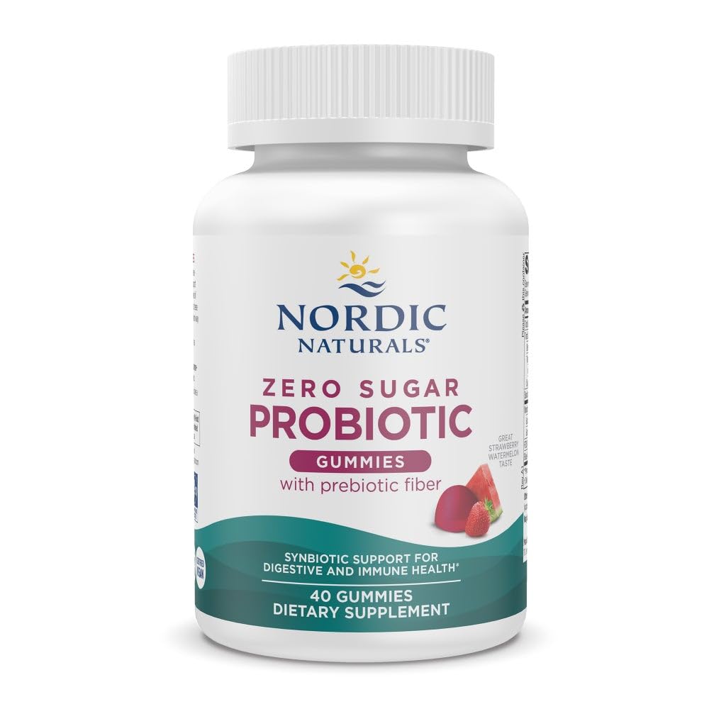 Nordic Naturals Zero Sugar Probiotic Gummies - Strawberry Watermelon Flavor - 40 Gummies - Supports Digestive Wellness & Immune Health - Non-GMO - Third Party Tested - Vegan - 20 Servings Nordic NaturalsAu supplements