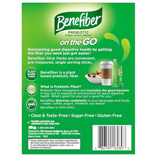 Benefiber On The Go Prebiotic Fiber Supplement Powder for Digestive Health, Daily Fiber, Unflavored - 28 Sticks (3.92 Ounces) BenefiberUS supplements