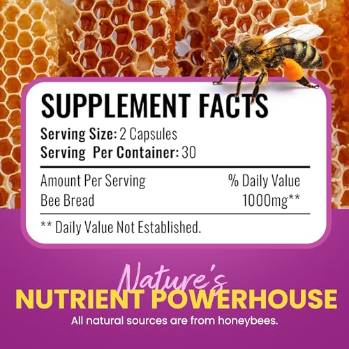 HONEYBEEZONE-Bee Bread Capsules – Nutrient-Rich Superfood for Energy Boost, Immune Support Supplement | Non-GMO, Gluten-Free, 60 Easy-to-Swallow Veggie Capsules HONEYBEEZONEAu supplements