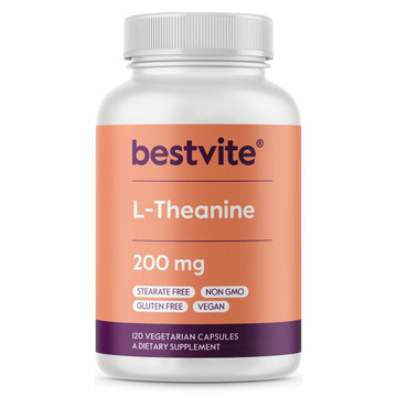 BESTVITE L-Theanine 200mg (120 Vegetarian Capsules) - No Stearates - Vegan - Non GMO - Gluten Free BESTVITEAu supplements